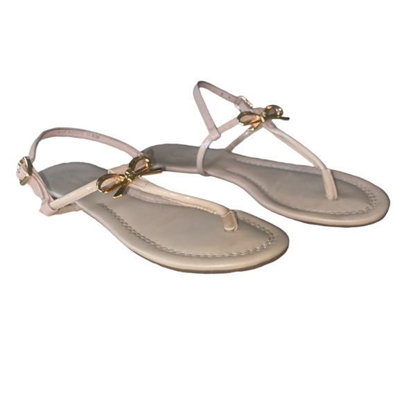 Kate Spade Tracie Gold Bow Patent Thong T-Strap Sandals - 6.5 - Picture 5 of 14